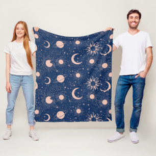 Planeten- und Sternmuster Fleecedecke