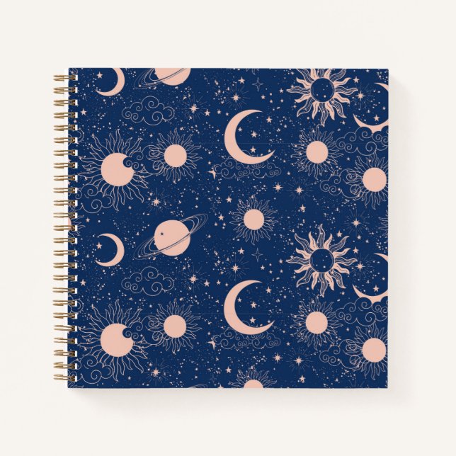 Planeten- und Sternmuster Notizbuch (Vorderseite)
