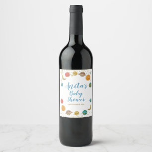 Planeten Weltraum-Baby-Shower-Weinlabel Weinetikett