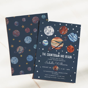 Planeten Weltraum Junge Baby Shower Einladung