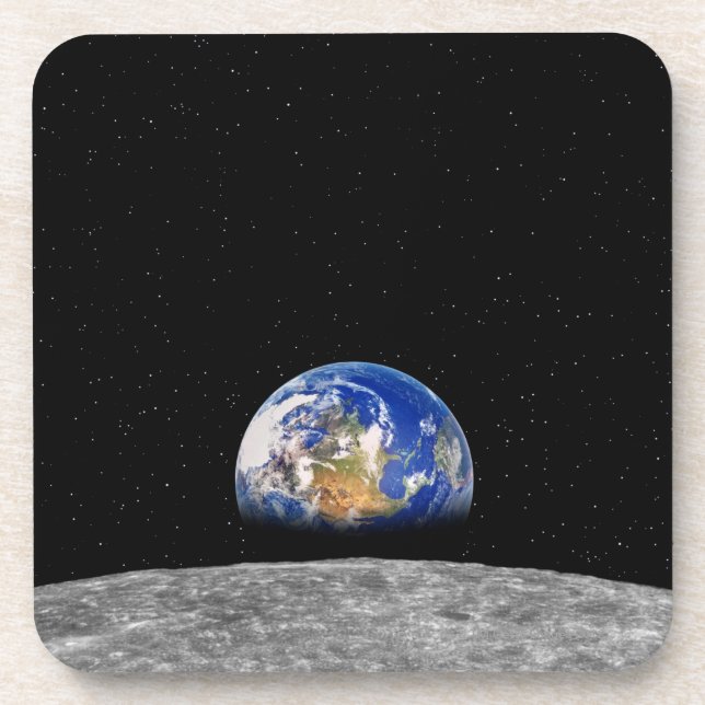 Planetenerde, die über Mond steigt Getränkeuntersetzer (Vorderseite)