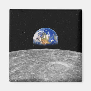 Planetenerde, die über Mond steigt Magnet