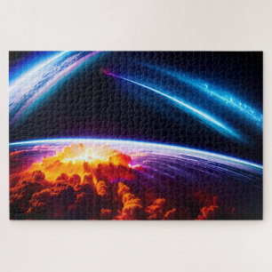 Planetenexplosion unter kosmischer Raumleuchte