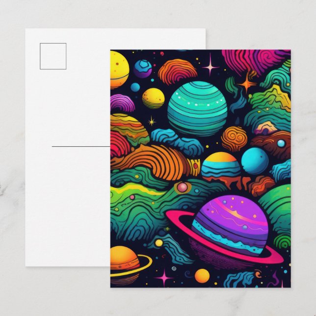 Planetenhintergrund Postkarte (Vorne/Hinten)
