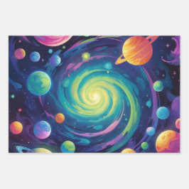 Planetenspin Geschenkpapier Set