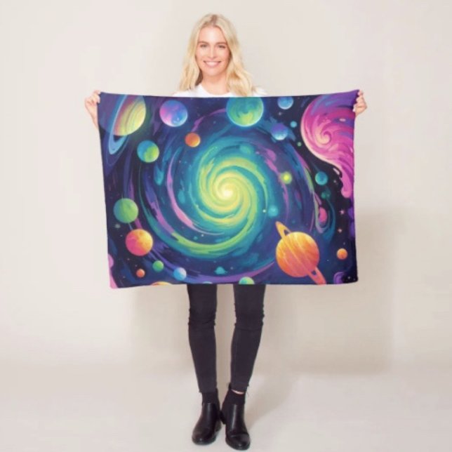 Planetentaucher-Fleece-Blanket Fleecedecke (Neon Galaxy Space Fleece Blanket –  soft and colourful available  in 3 different sizes. )