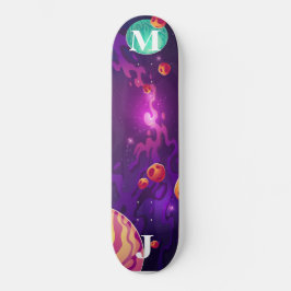 Planètes dans l'espace skateboard personnalisé