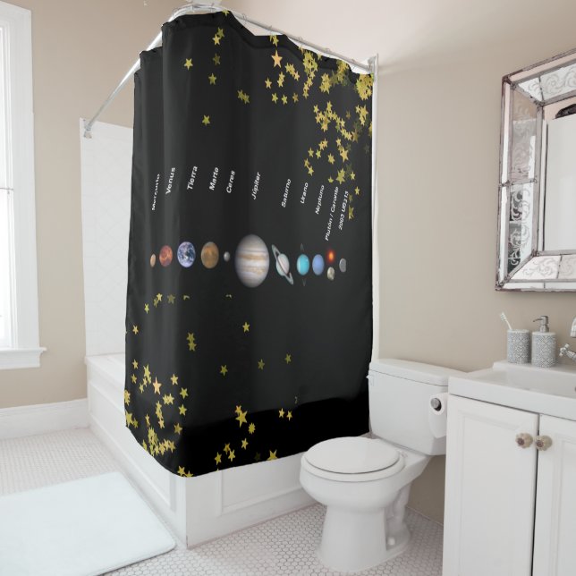 Planètes de rideau de douche (En situation)