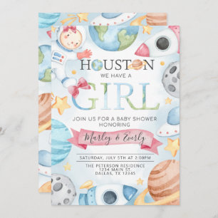 Planètes spatiales Invitation Baby shower fille ro