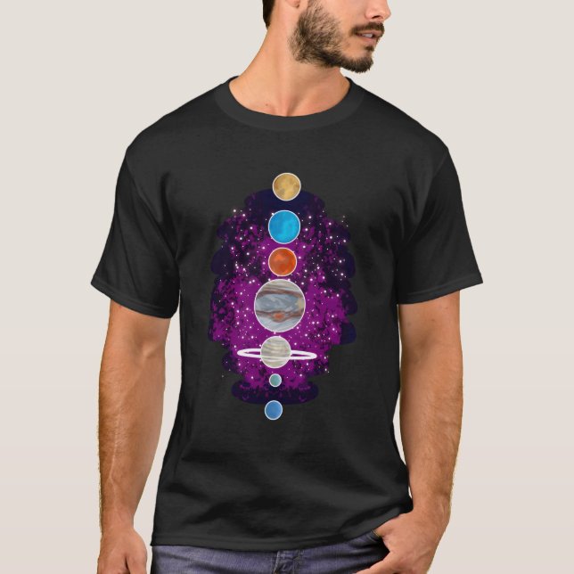 Planets Alignt Celestial Bodies Galaxy Space T-Shirt (Vorderseite)