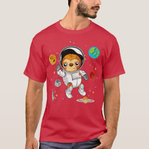Planets Lazy Animal Space Astronomie Astronaut Slo T-Shirt