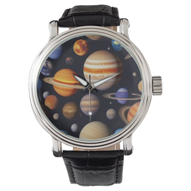 Planets Pattern Armbanduhr (Vorderseite)