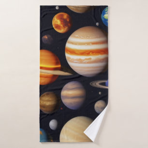 Planets Pattern Badehandtuch