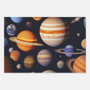 Planets Pattern Geschenkpapier Set