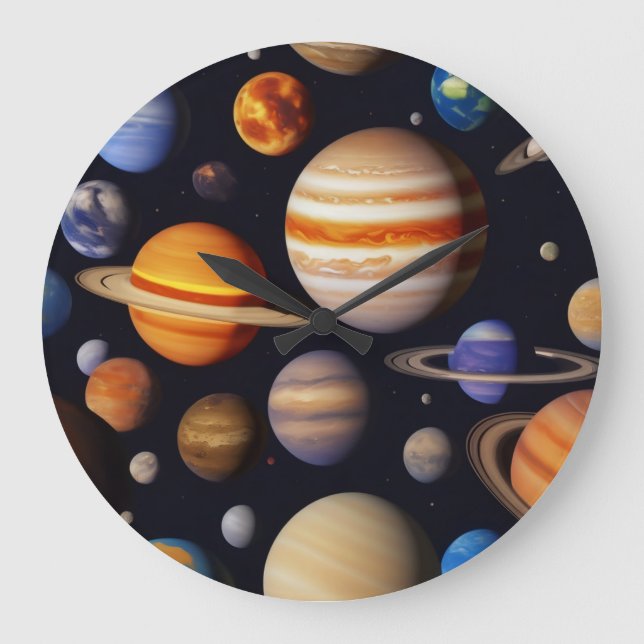 Planets Pattern Große Wanduhr (Vorderseite)