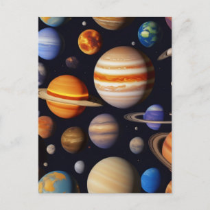 Planets Pattern Postkarte