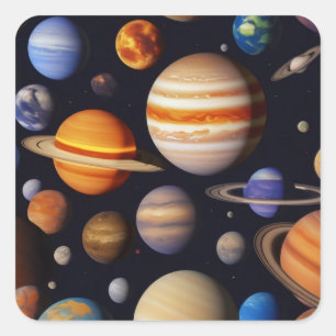 Planets Pattern Quadratischer Aufkleber