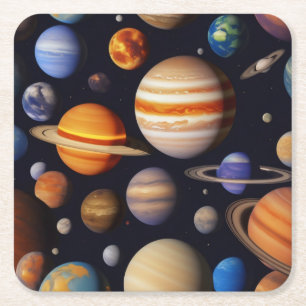 Planets Pattern Rechteckiger Pappuntersetzer