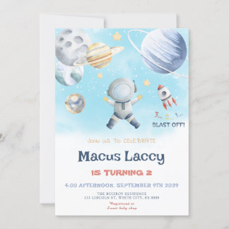 Planets Rocket Ship - Weltraum Geburtstag Einladung