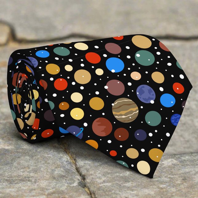 Planets Stars Moon Night Pattern Nahtlos Krawatte (Von Creator hochgeladen)