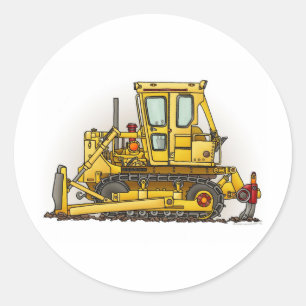 Planierraupen-Bulldozer-Aufkleber Runder Aufkleber