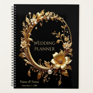 Planificateur à cadre orné floral doré