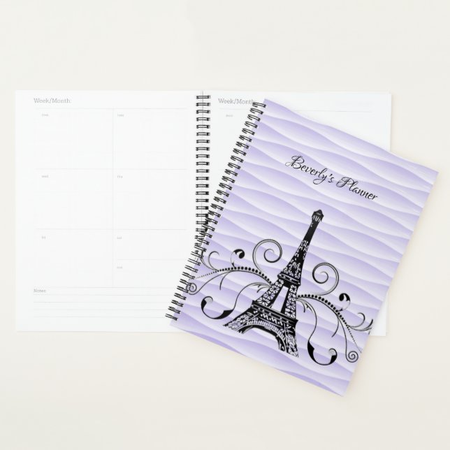 Planificateur à fioritures de la Tour Eiffel viole (Devant avec enveloppe)