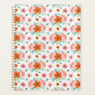 Planificateur à motif bouquet floral rose et orang