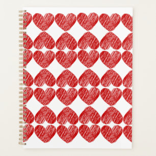 Planificateur à motifs de coeur rouge