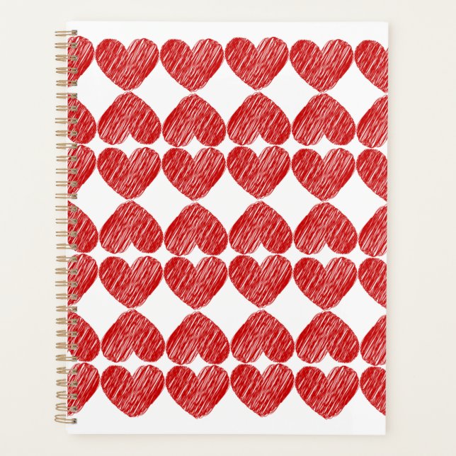 Planificateur à motifs de coeur rouge (Devant)