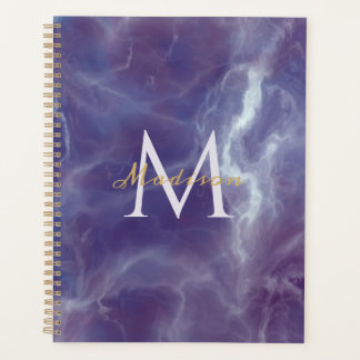 Planificateur à nom monogramme personnalisé en mar