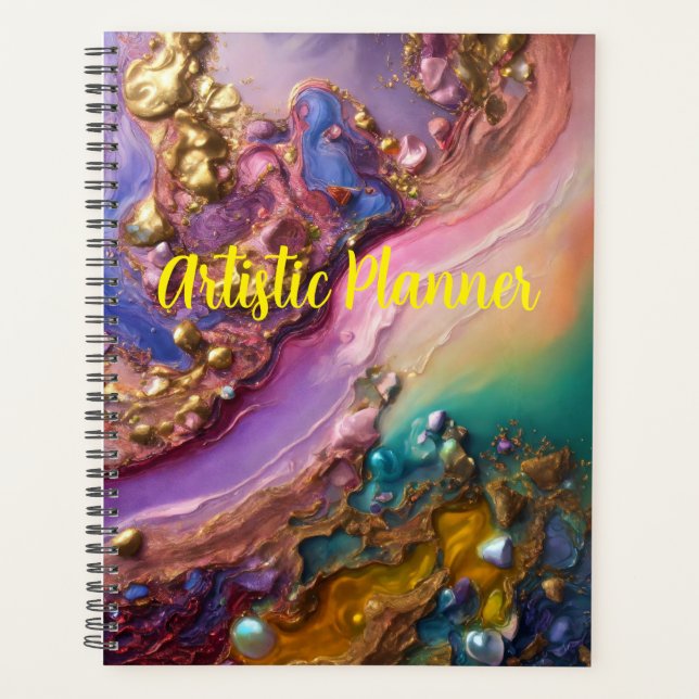 Planificateur Abstrait Gold Fluid (Devant)