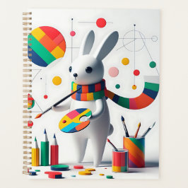 Planificateur avec un charmant lapin blanc