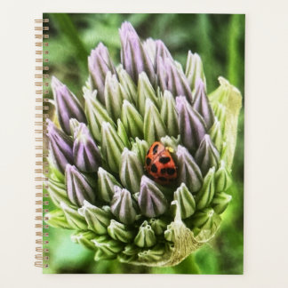 planificateur avec une belle fleur sur la couvertu