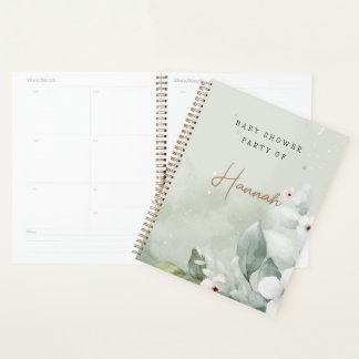 Planificateur cadeau de Baby shower floral gris pe
