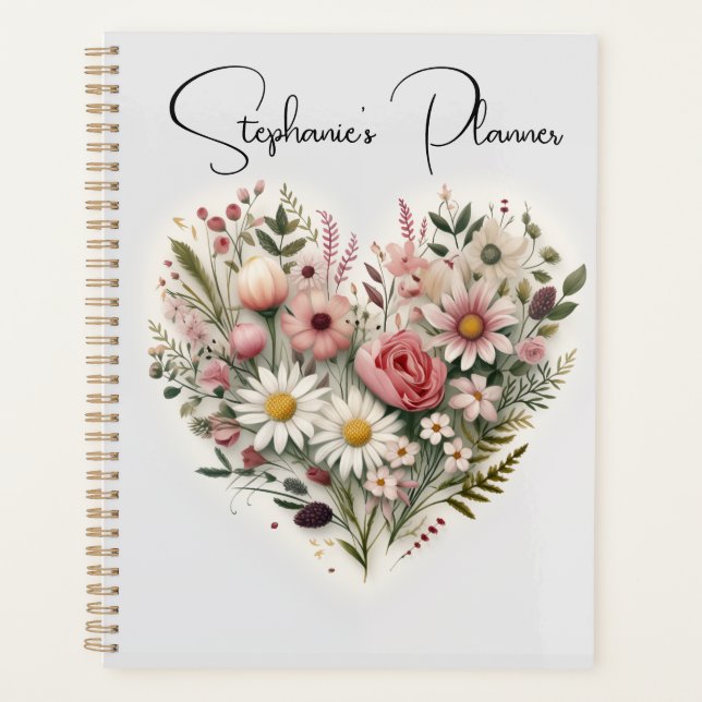 Planificateur cardiaque Fleur Personnalisé, Nom Pe (Devant)