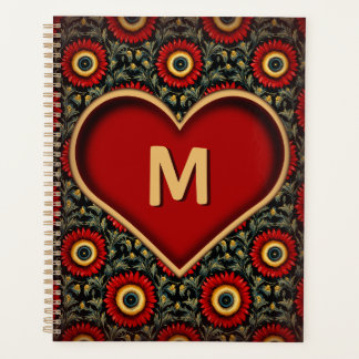 Planificateur cardiaque Monogramme vintage avec in