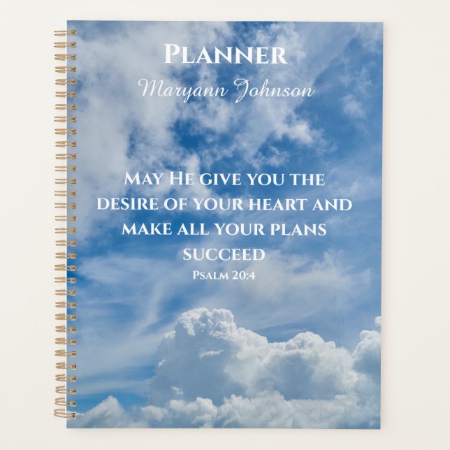 Planificateur Ciel Bleu avec Verset Bible (Devant)