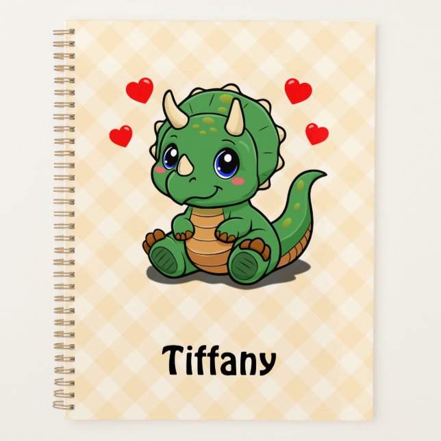 Planificateur Cute Dinosaur - Ajouter un nom (Devant)
