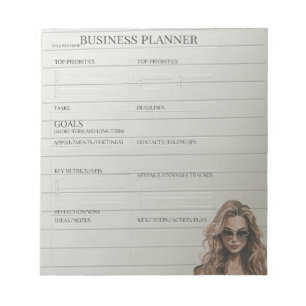 Planificateur d'affaires blanc et noir Bloc-notes