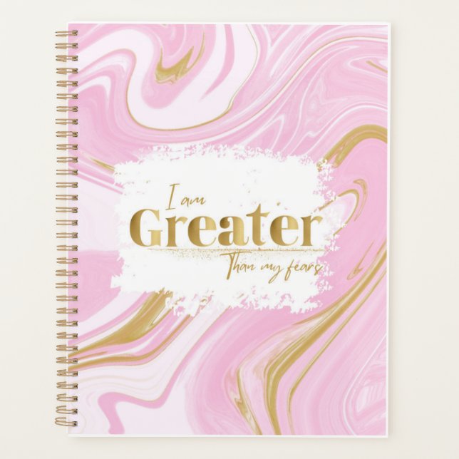 Planificateur d'Affirmation esthétique rose et or (Devant)