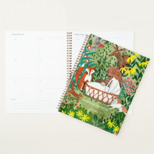 Planificateur d'animaux de jungle verts mignons