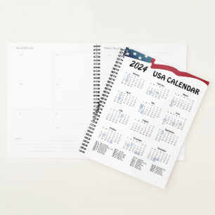 planificateur de calendrier américain Flag 2024
