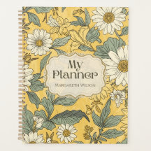 Planificateur de calendrier floral jaune Cahier d'