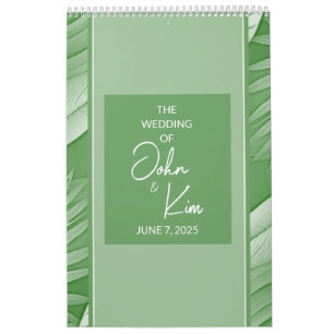 Planificateur de calendrier Mariage vert tropical