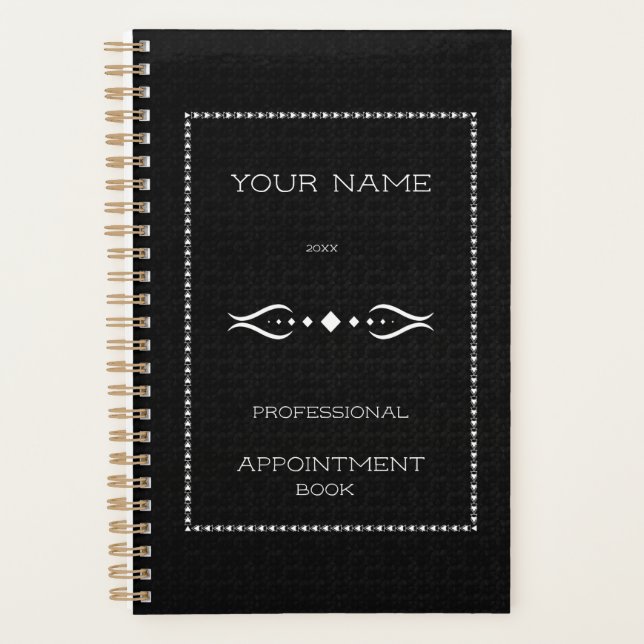Planificateur de carnet de rendez-vous en noir bla (Devant)