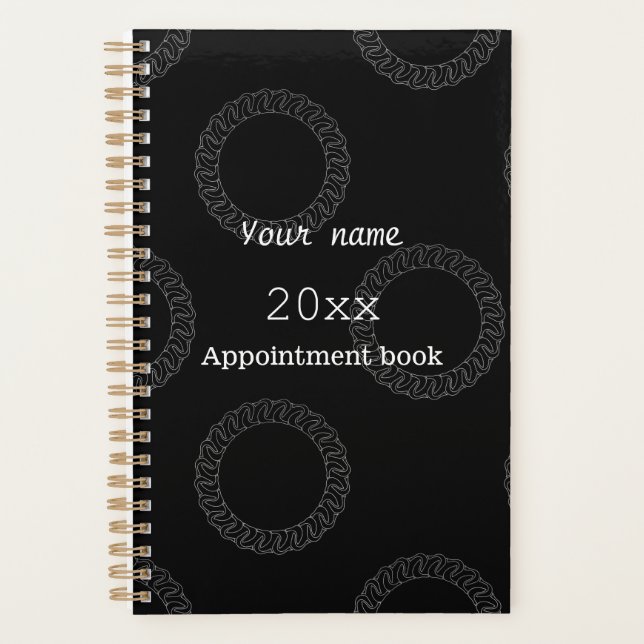 Planificateur de carnet de rendez-vous en noir et  (Devant)