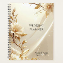 Planificateur de fleurs blanches et dorées