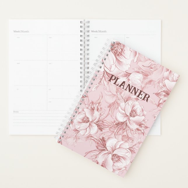 Planificateur de fleurs roses (Devant avec enveloppe)