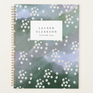 Planificateur de fleurs sauvages à l'aquarelle lun